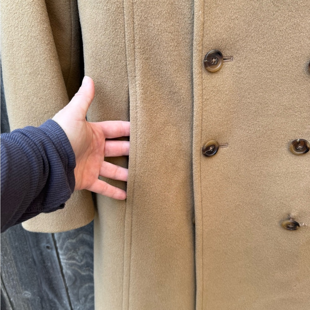J Crew Wool and Cashmere Double Breasted Trench Coat Beige/Camel size 4T lined - Picture 4 of 12